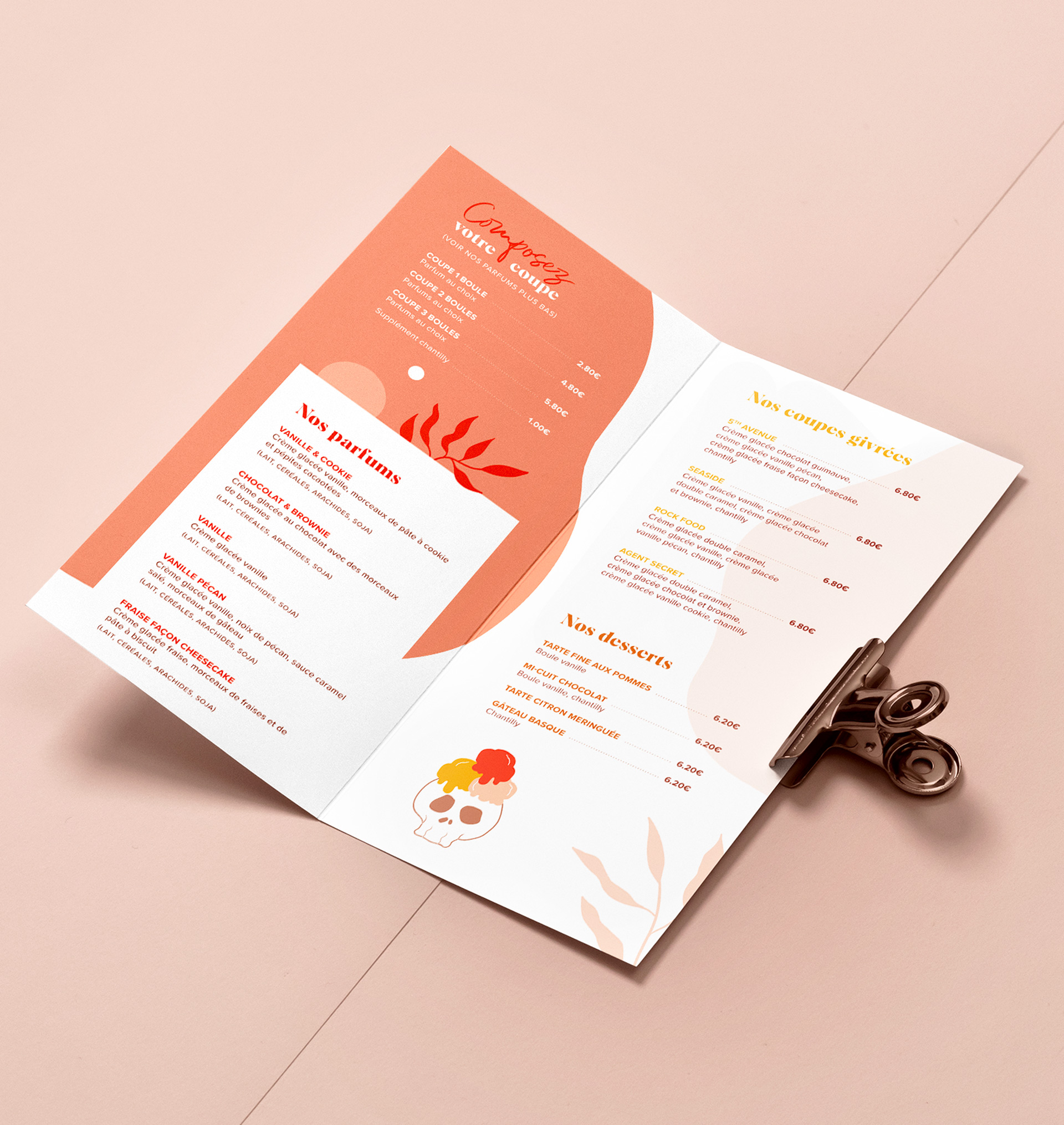 Mise en page des cartes du restaurant le Rock Food